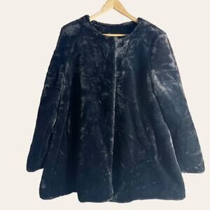 Jeno Neuman Vintage Collection Black Plush Faux Fur Coat Size Large